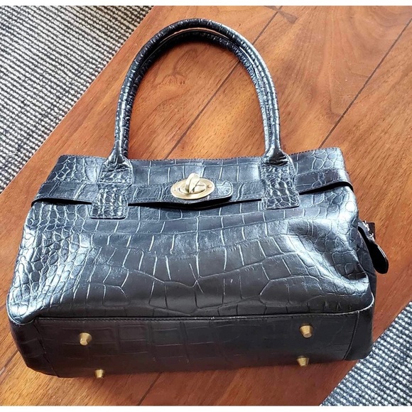 Vintage Michael Rome Designs Croc Embossed Leather Handbag - Picture 1 of 11